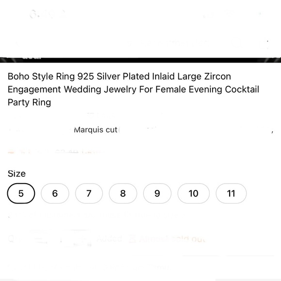 ♥️Boho Style Ring , large round Zircon, surrounded by ave set stones, 925 plated - Picture 11 of 15